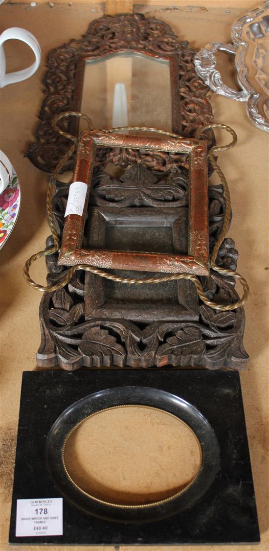 Brass mirror and three frames